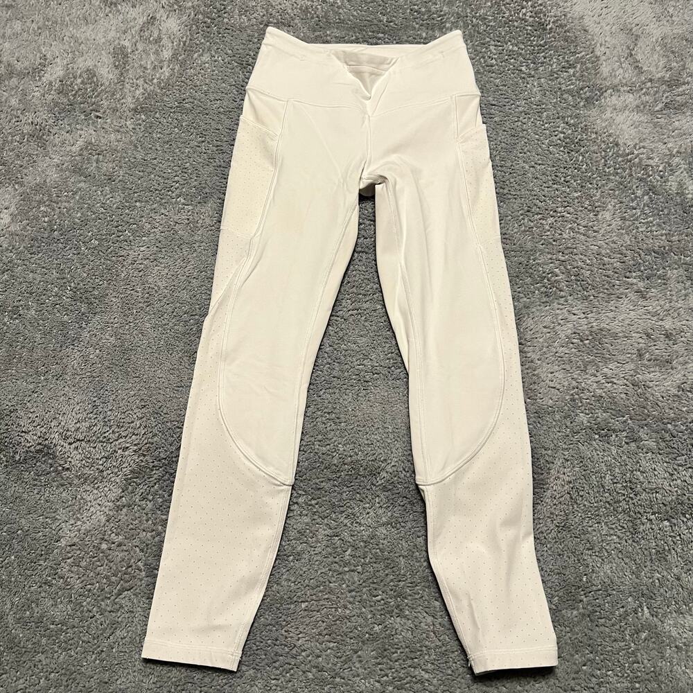 Lululemon Leggings Womens 4 Mind Over Miles Crop Activewear Workout Pants White